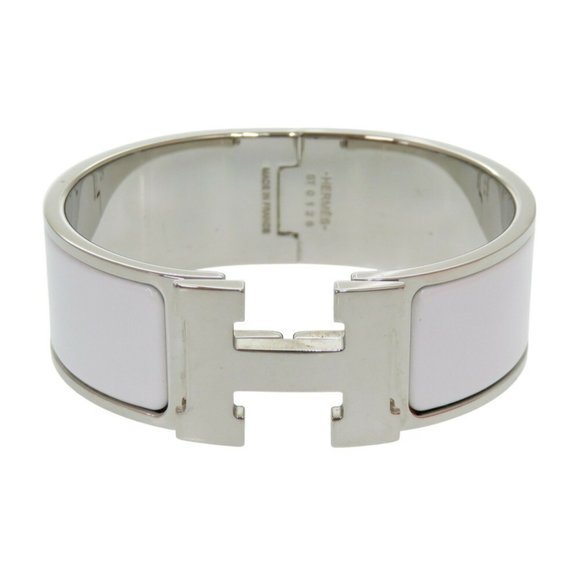 Hermes H motif click clack GM bracelet metal white/silver white 1154HERMES - Picture 1 of 5